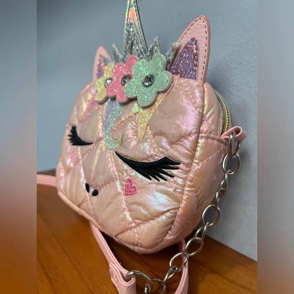 MISS GWENS OMG ACCESSORIES Small Pink Iridescent Unicorn Crossbody Purse Used